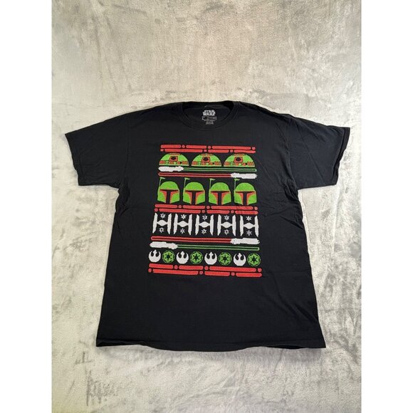 Star Wars Tshirt Men's Large Multicolor Ugly Christmas Boba Fett - Picture 1 of 5